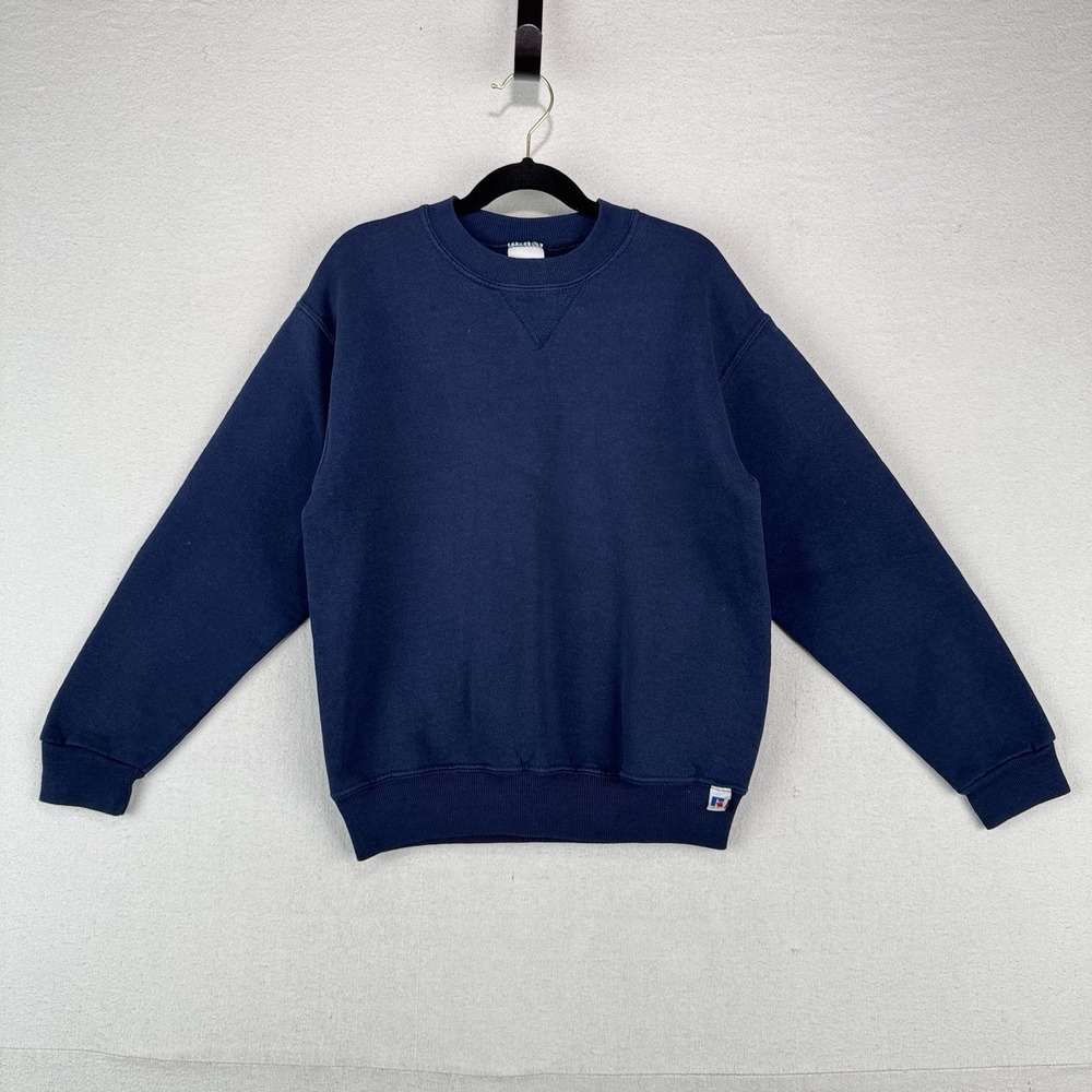 90's Vtg Russell Youth Small (16x21) Crewneck Sweatshirt Blue Blank